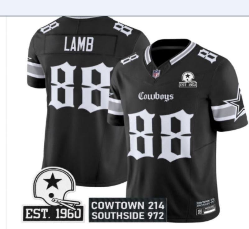 Men 2025 Nike Dallas Cowboys #88 Lamb Black 7th generation Limited NFL Jersey 002->new york giants->NFL Jersey